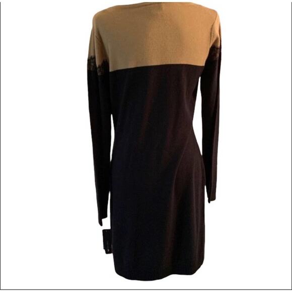 AB Studio knit long sleeve dress with gold lace trim size medium New with tag - Picture 2 of 8